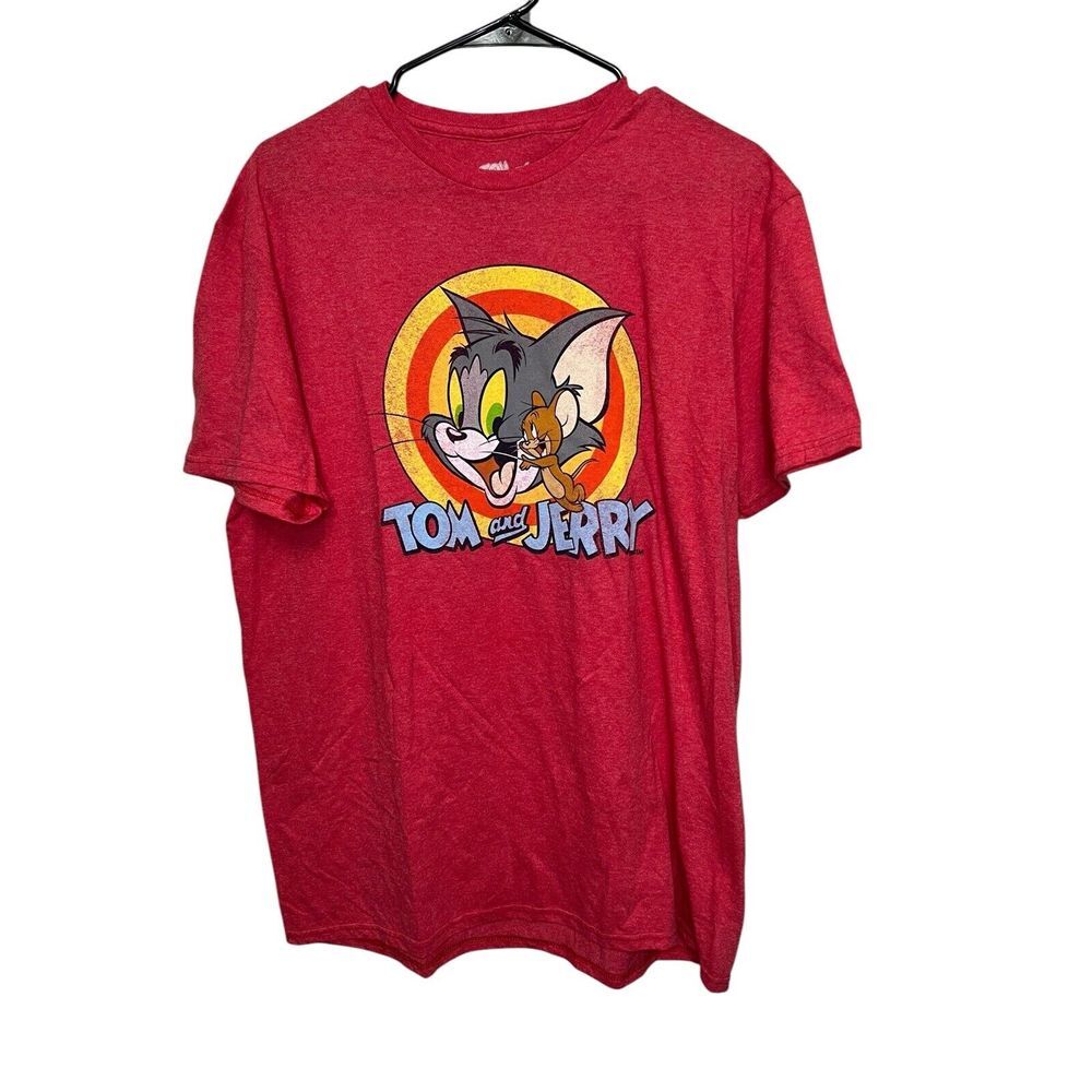 Tom And Jerry shirt Womens Extra Large Red Graphic Crew Neck Short Sleeve‎